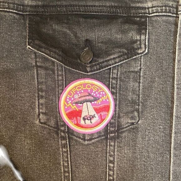 Alien Space UFO Themed Denim Jacket Handmade Unique One-Of-A-Kind Men Size XXXL - Picture 5 of 12